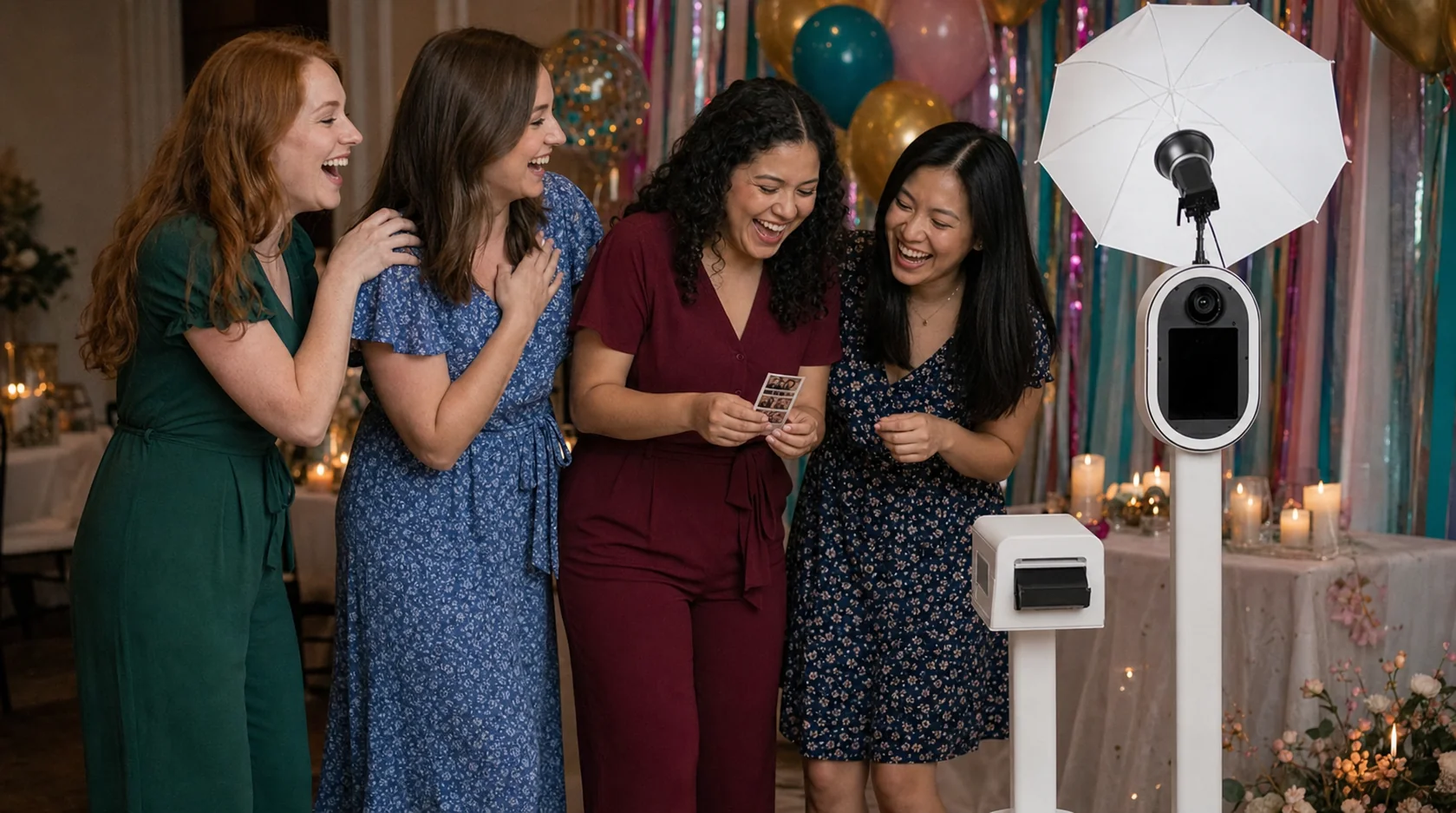 Friends laughing at a birthday party